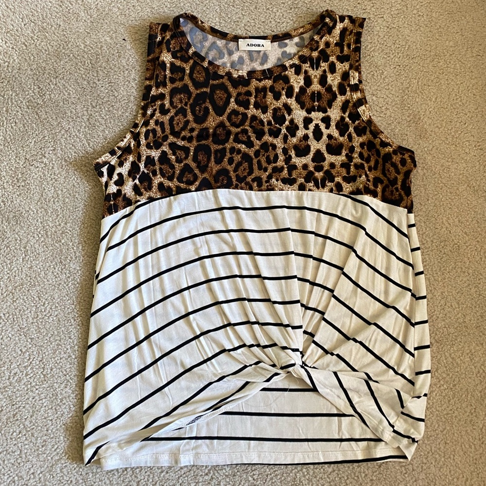 Adora cheetah and striped tank top